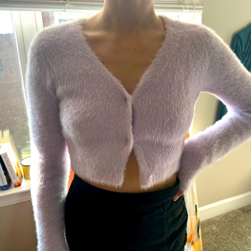 Cropped Fuzzy Sweater